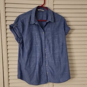 Lee Blue Casual Button Down Shirt with Chambray Texture